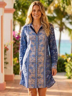 Beautiful blue shirtdress by Karen Kane NWT